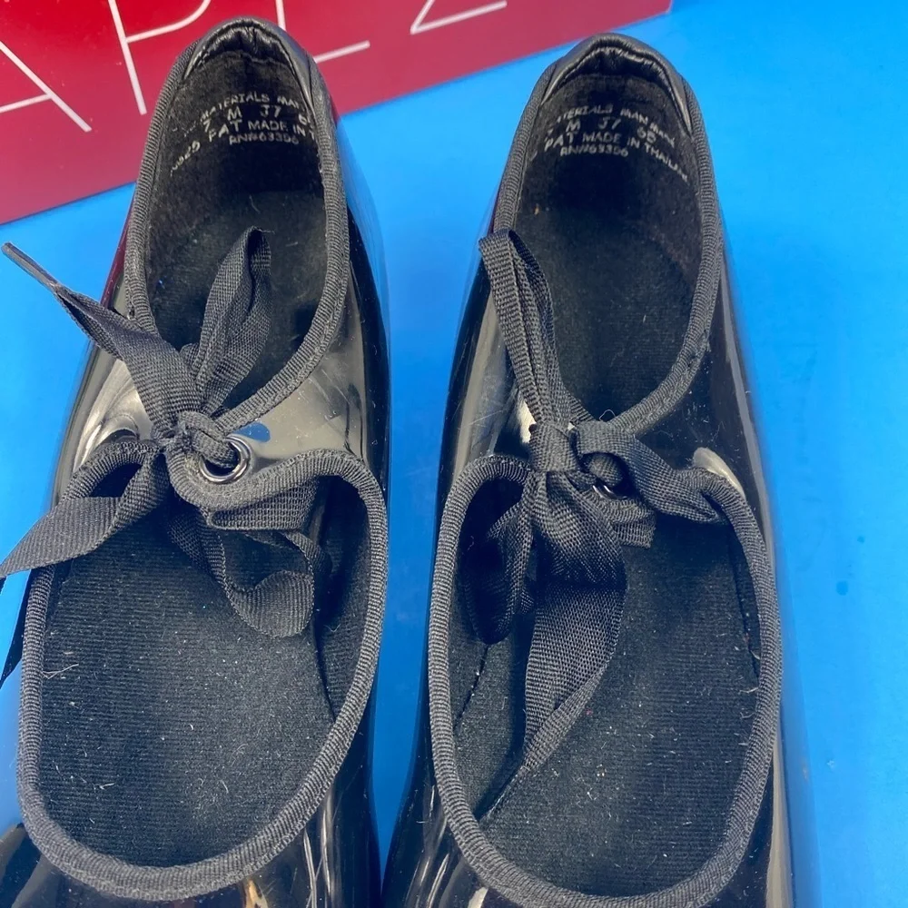 Capezio TeleTone Tap Dance Shoes Black Patent SIZE 7M